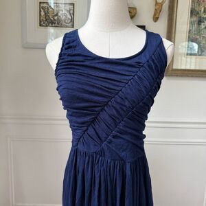 Plenty by Tracey Reese Anthropologie Blue Ruched Stretchy Fit and Flare Maxi Dre